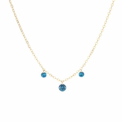 GIROCOLLO 18KT TRE DIAMANTI NUDI BLU