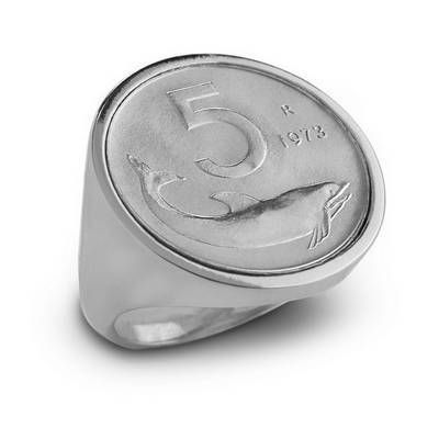 ANELLO 5 LIRE IN ARGENTO 925