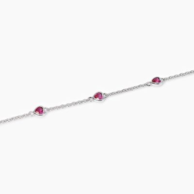 Bracciale con rubini sintetici taglio cuore Lolita
