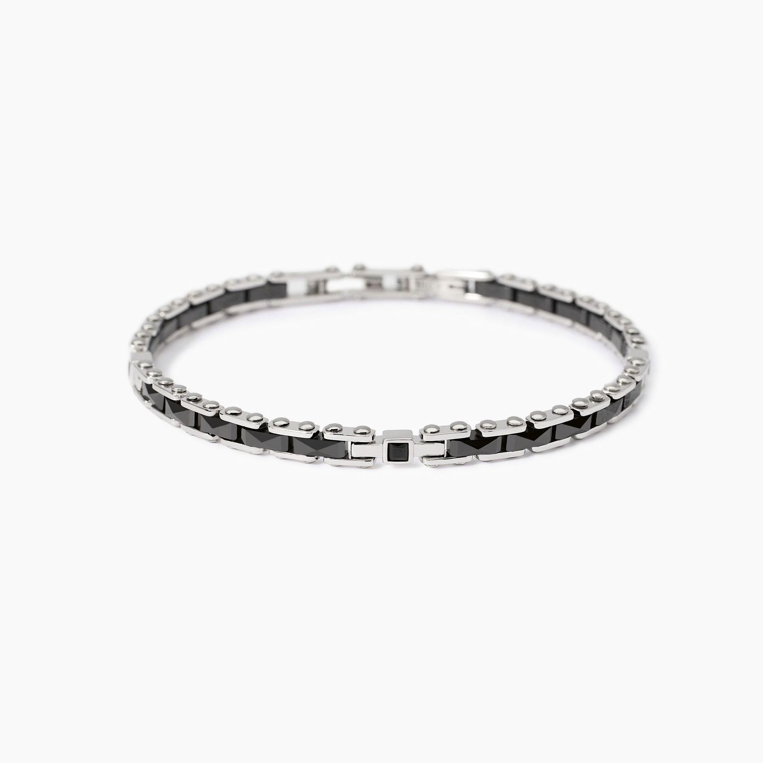 Bracciale con inserti in ceramica grigia Outside