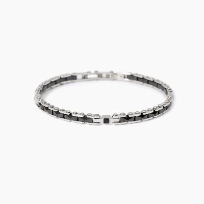 Bracciale con inserti in ceramica grigia Outside