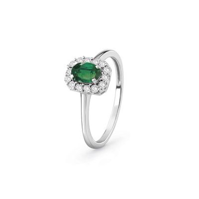 Anello con smeraldo ovale e diamanti