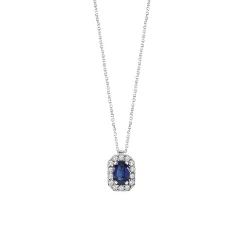 Collier &quot;Regal&quot; con zaffiro taglio ovale e diamanti