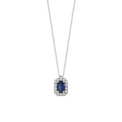 Collier &quot;Regal&quot; con zaffiro taglio ovale e diamanti