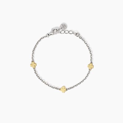 Bracciale in argento con quadrifogli oro 9K Cercami