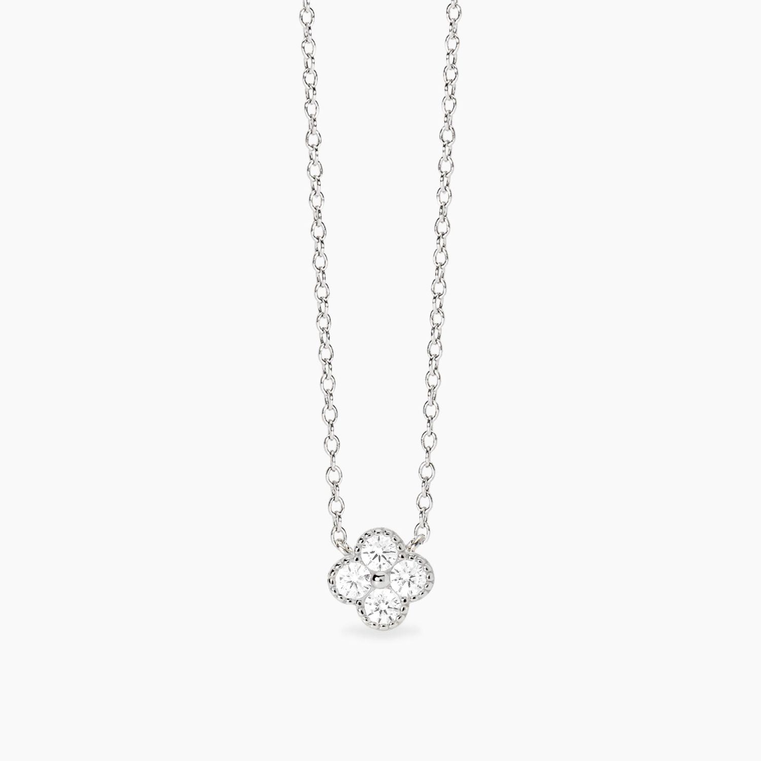 Girocollo con fiore in zirconi bianchi Jasmine