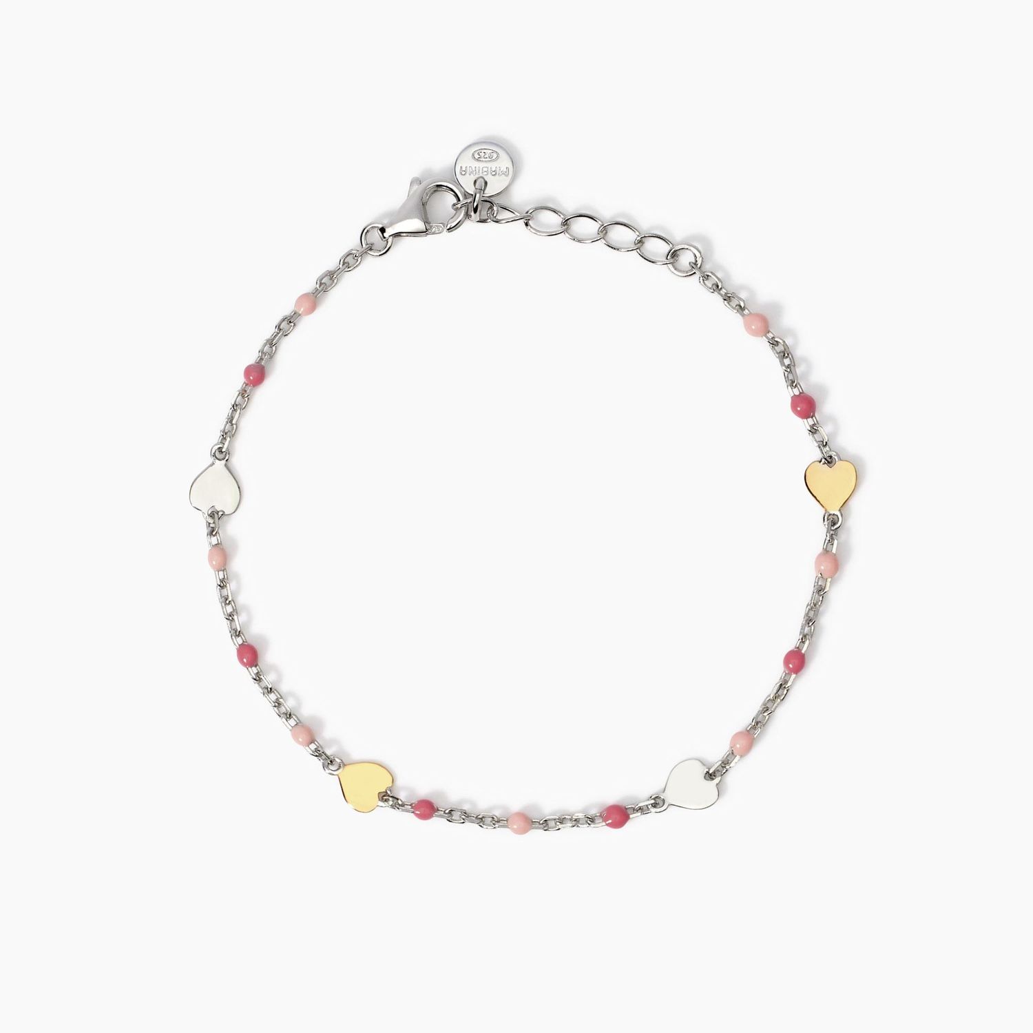 Bracciale rosa multicolor con cuori Mon Amour