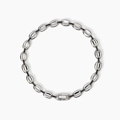 Bracciale uomo con maglia marina e zirconi Oceano