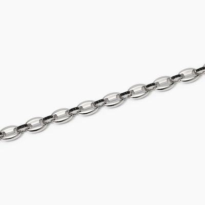 Bracciale uomo con maglia marina e zirconi Oceano