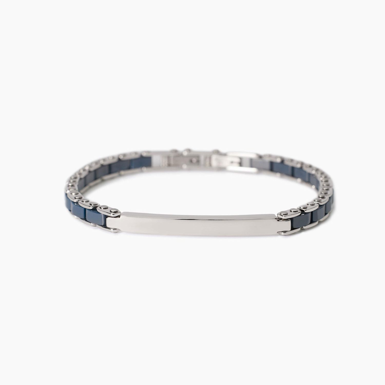Bracciale uomo con inserti in ceramica blu Outside