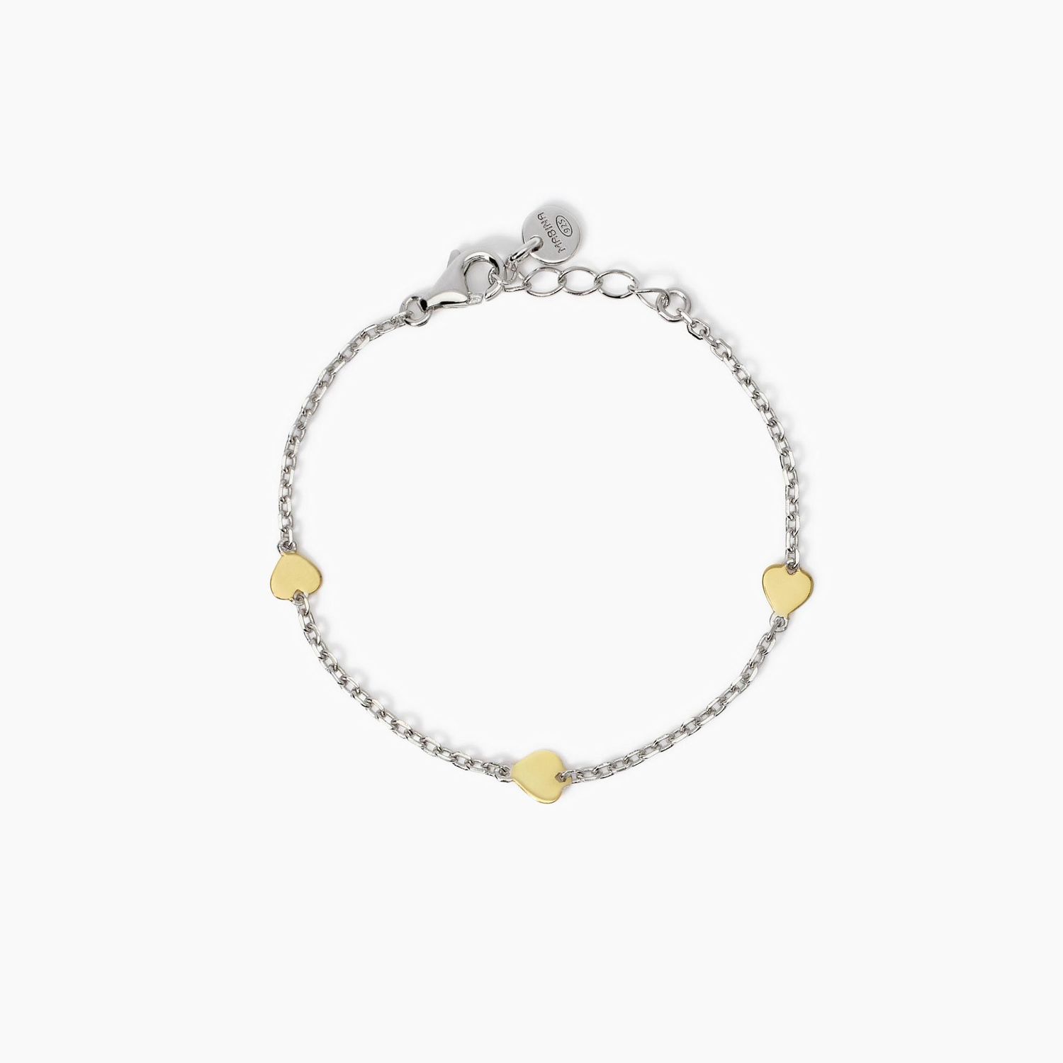 Bracciale in argento con cuori oro 9K TVB