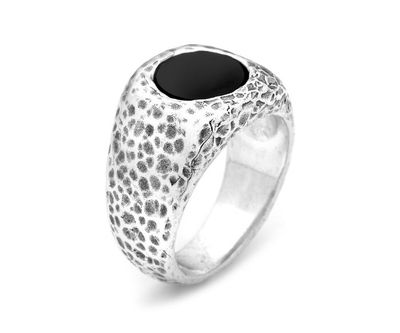 anello martellato tondo onice
