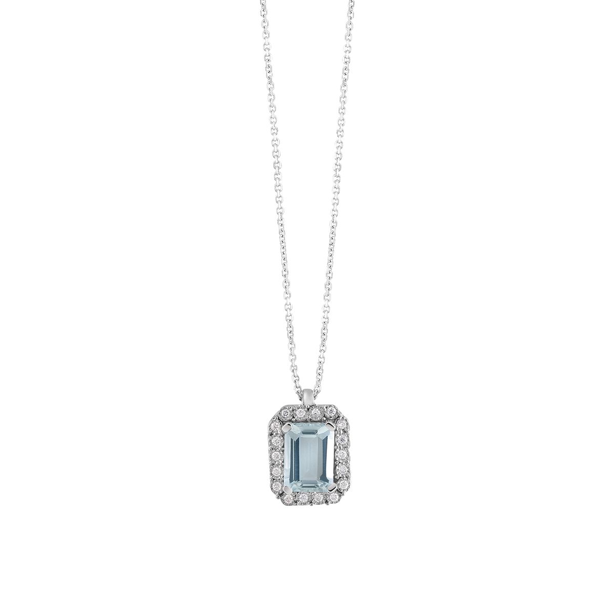 Collier STEPHANIE con diamanti e acquamarina
