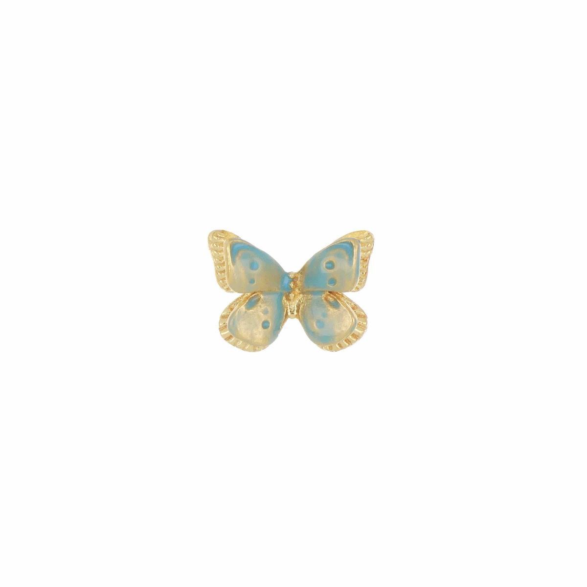 ORECCHINO FARFALLA SMALTO CELESTE