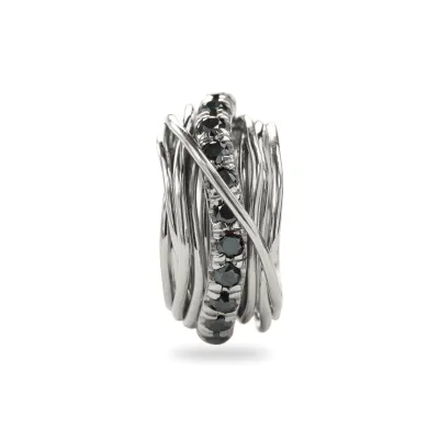 ANELLO 13 FILI IN ARGENTO 925 E DIAMANTI NERI ct. 1.00