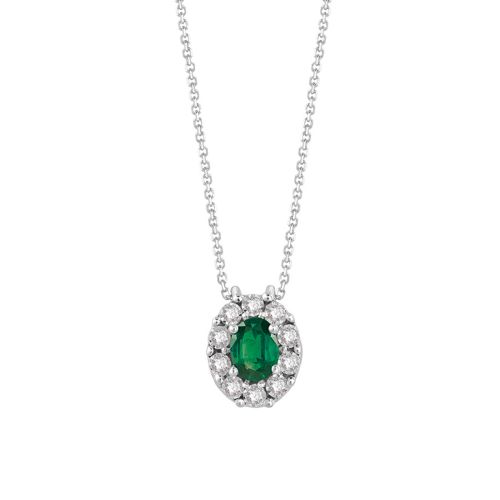 Collier &quot;Regal&quot; con smeraldo taglio ovale e diamanti