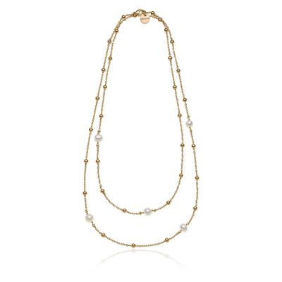 Collana in bronzo dorato e perle naturali
