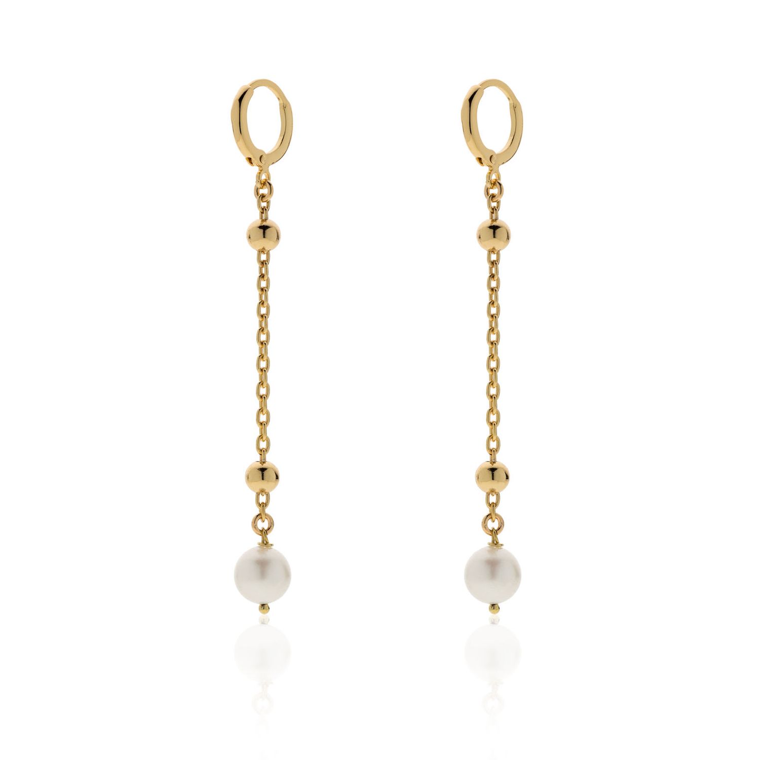 Orecchini in bronzo dorato con perle naturali Orecchini in bronzo dorato con perle naturali