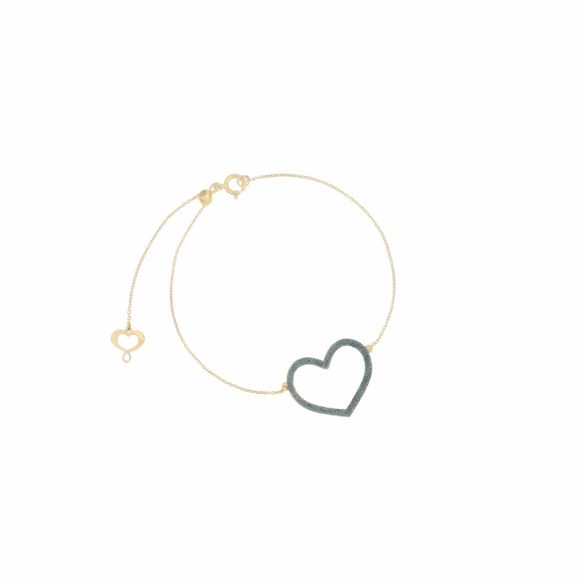 BRACCIALE 18KT CUORE GRANDE POLVERE CELESTE