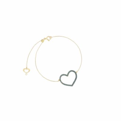 BRACCIALE 18KT CUORE GRANDE POLVERE CELESTE BRACCIALE 18KT CUORE GRANDE POLVERE CELESTE