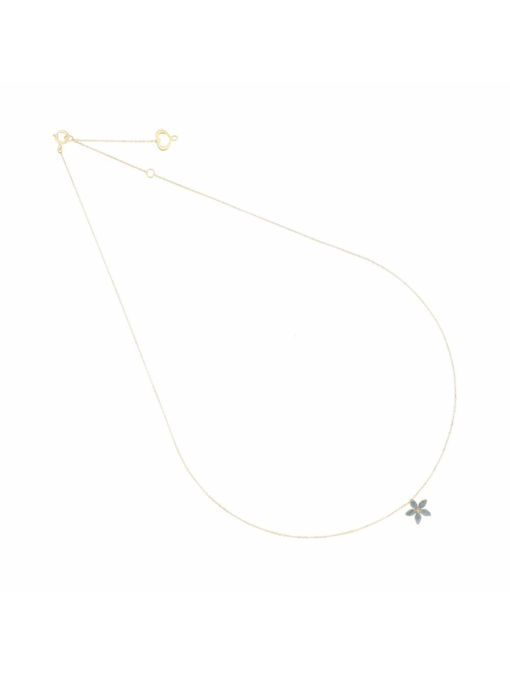 GIROCOLLO 18KT FIORE CELESTE SINGOLO
