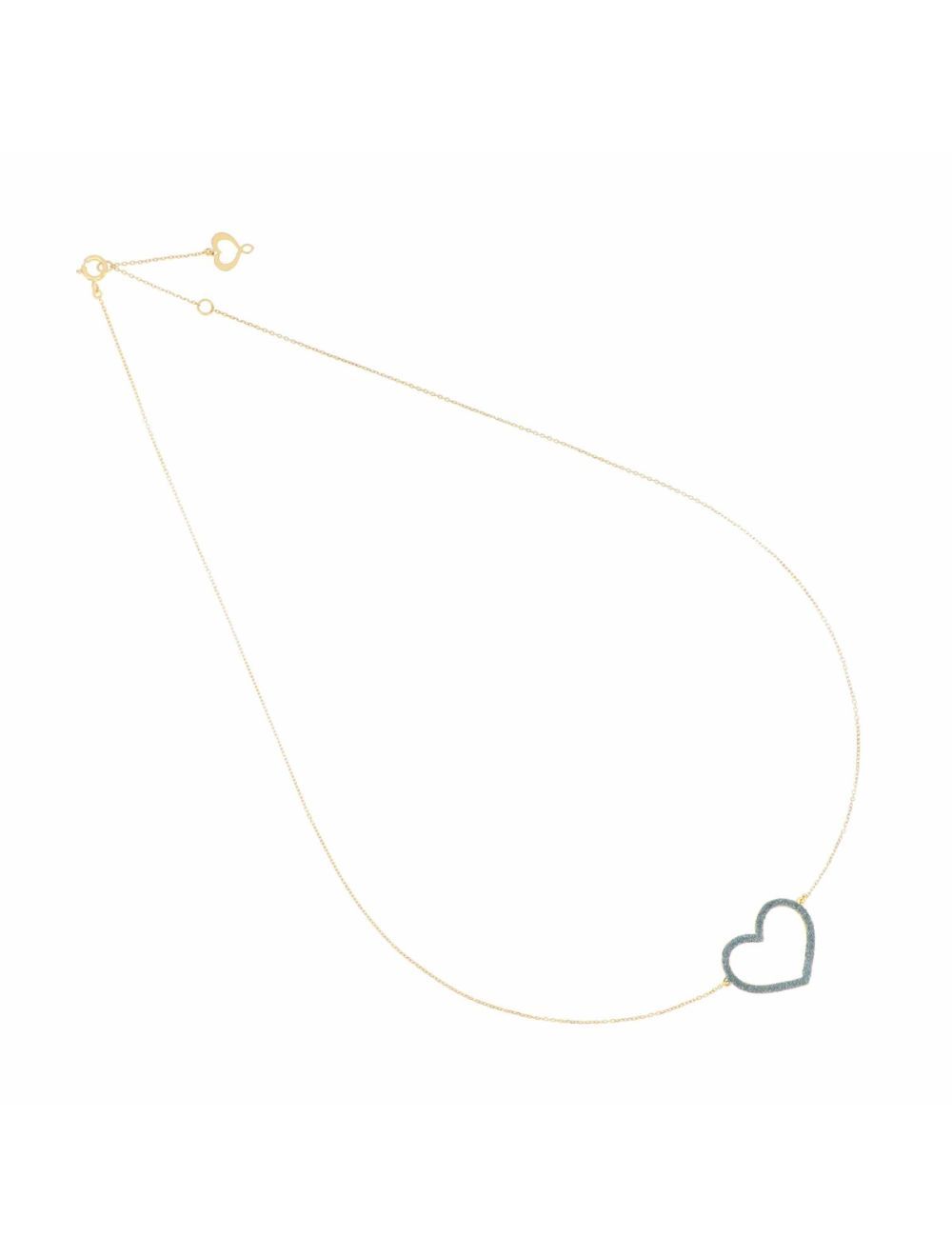GIROCOLLO 18KT CUORE GRANDE POLVERE CELESTE