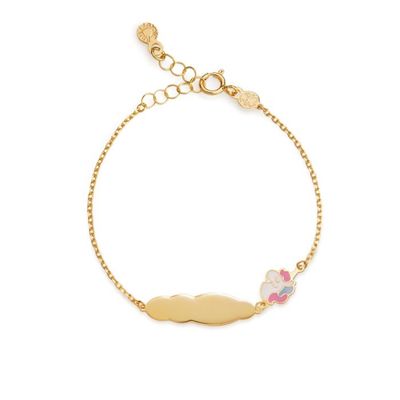 Bracciale Toys in oro giallo con unicorno e targhetta in oro giallo