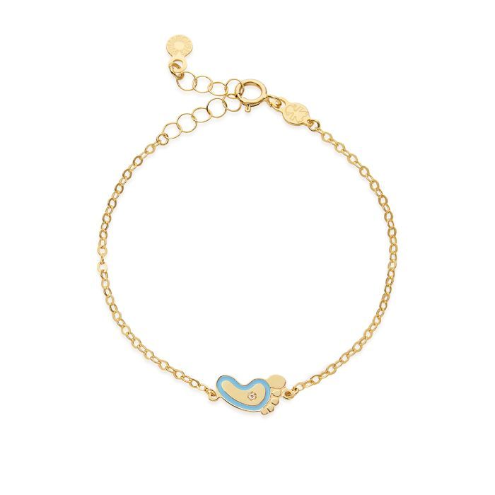 Bracciale Lucciole in oro giallo piedino azzurro e diamante