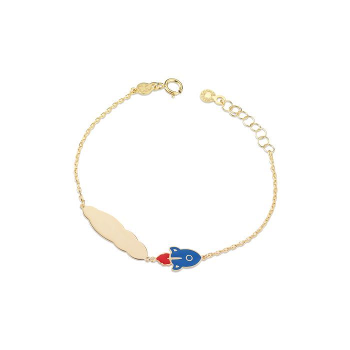 Bracciale Toys con razzo e targhetta nuvola in oro giallo