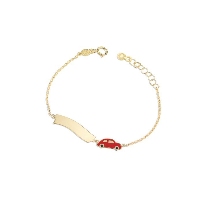 Bracciale Toys con macchinina e targhetta nuvola in oro giallo