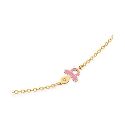 Bracciale Lucciole in oro giallo ciuccio rosa e diamante