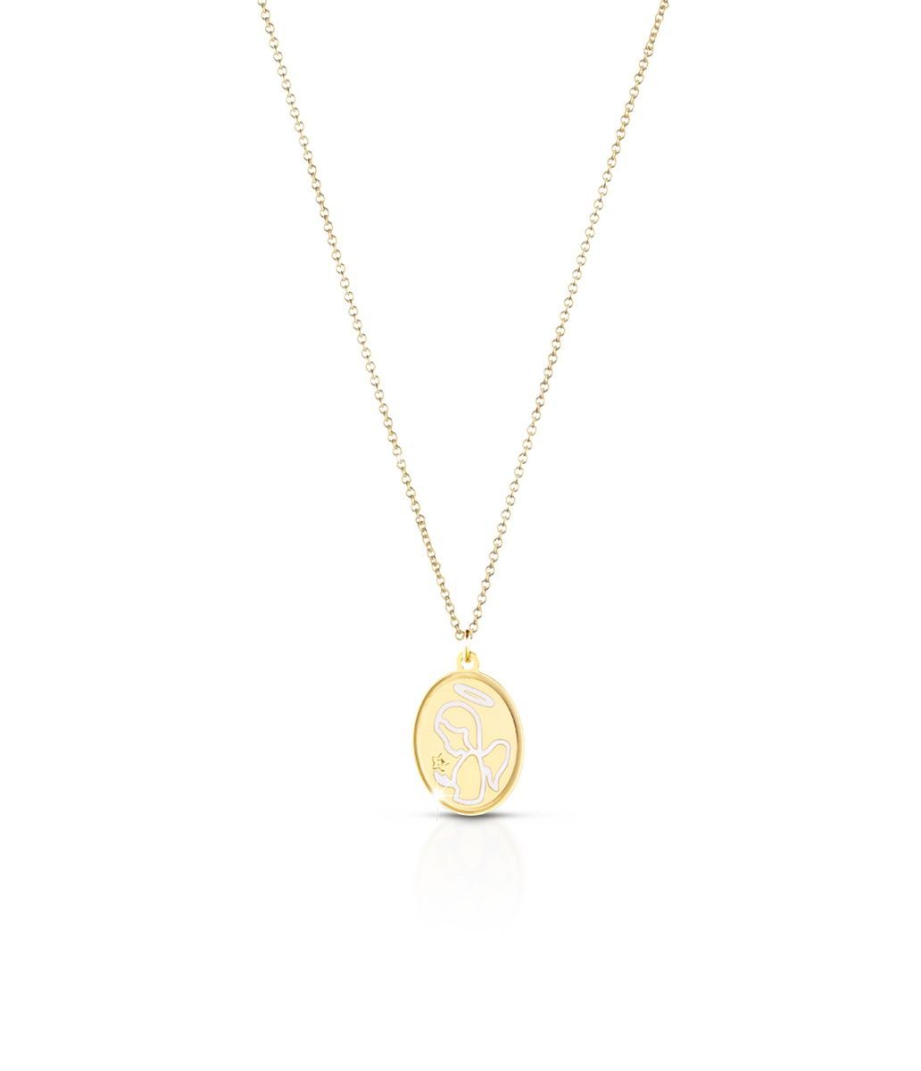 Collana Proteggimi con angioletto in oro giallo