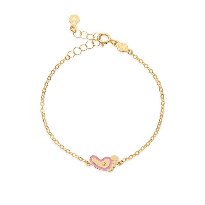 Bracciale Lucciole in oro giallo piedino rosa e diamante