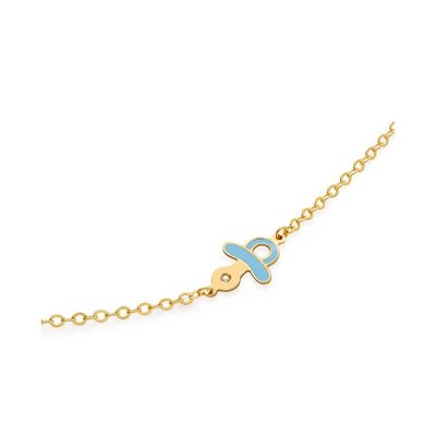 Bracciale Lucciole in oro giallo ciuccio azzurro e diamante