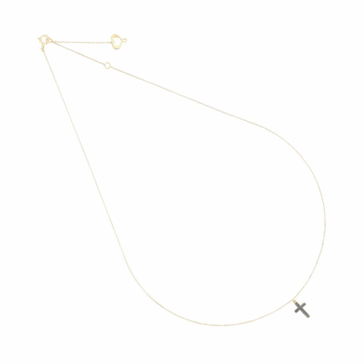 GIROCOLLO 18KT CROCE POLVERE BLU
