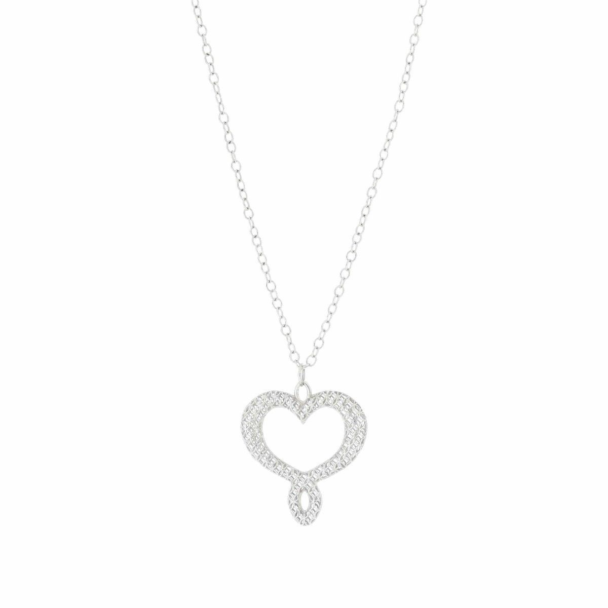 PENDENTE CUORE TRAMATO ARGENTATO