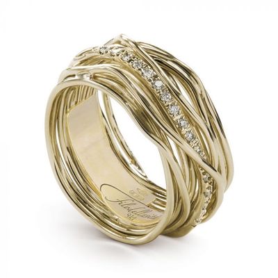 ANELLO FILODELLAVITA CLASSIC, 13 FILI IN ORO GIALLO 9KT E DIAMANTI BIANCHI