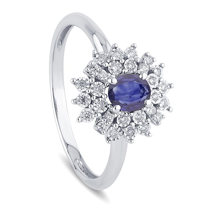 Anello "Incanto" Zaffiro e diamanti, Misura: 13