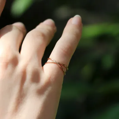 Anello Filodamore incontro in Oro Giallo 9kt