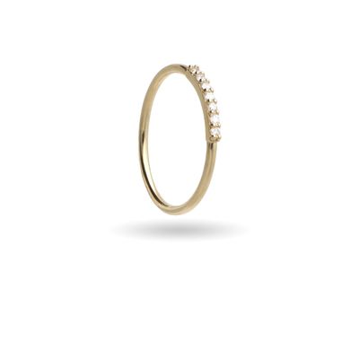 Anello Filodamore in Oro GiallO 9kt con 7 diamanti bianchi