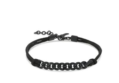 BRACCIALE GROUMETTE NAUTICA IN TITANIO NERO CON DIAMANTI BLACK E LACCIO NERO