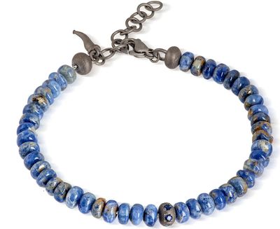 BRACCIALE UOMO SFERE IN TITANIO, SODALITE E ZAFFIRI BLU DA 3 PUNTI