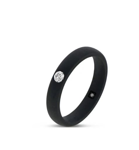 SOLITARIO UOMO IN TITANIO NERO CON DIAMANTE WHITE DA 5 PUNTI