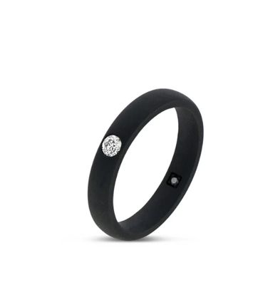 SOLITARIO UOMO IN TITANIO NERO CON DIAMANTE WHITE DA 5 PUNTI