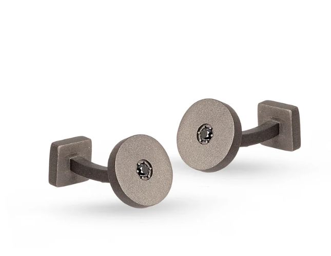 Gemelli in titanio NERO e diamanti