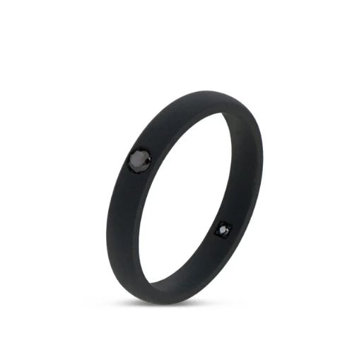 SOLITARIO UOMO IN TITANIO NERO CON DIAMANTE BLACK DA 10 PUNTI