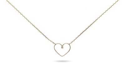 Collana Cuore e Diamante bianco in Oro Giallo 9kt Collana Cuore e Diamante bianco in Oro Giallo 9kt