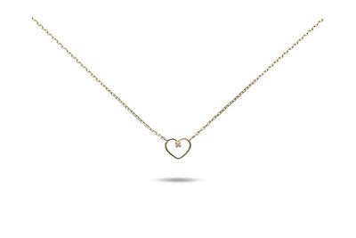Collana Cuore e Diamante bianco in Oro Giallo 9kt Collana Cuore e Diamante bianco in Oro Giallo 9kt