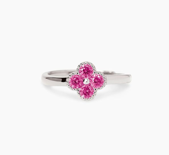 Anello Fiore tormalina rosa sintetica