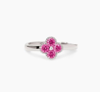 Anello Fiore tormalina rosa sintetica Anello Fiore tormalina rosa sintetica